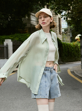 MSLAN夏季时尚通勤户外空气感轻盈长袖透气衬衫女MECV1403