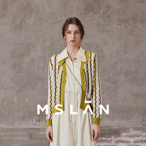 撞色文艺针织开衫MSLAN