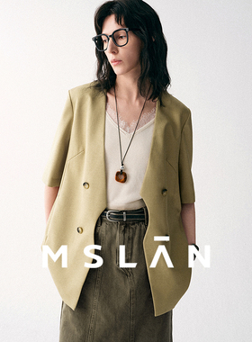 浅春系/MSLAN不规则门襟透气短袖西装高智通勤风西服外套