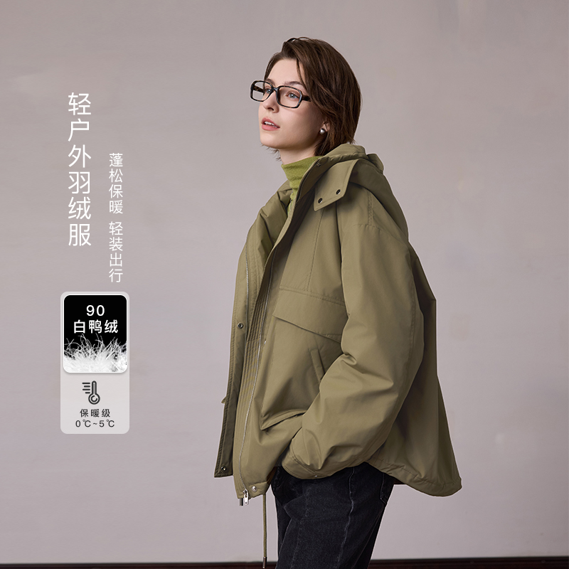 90白鸭绒/MSLAN冬季复古保暖派克服街头潮酷舒适休闲蓬松羽绒外套