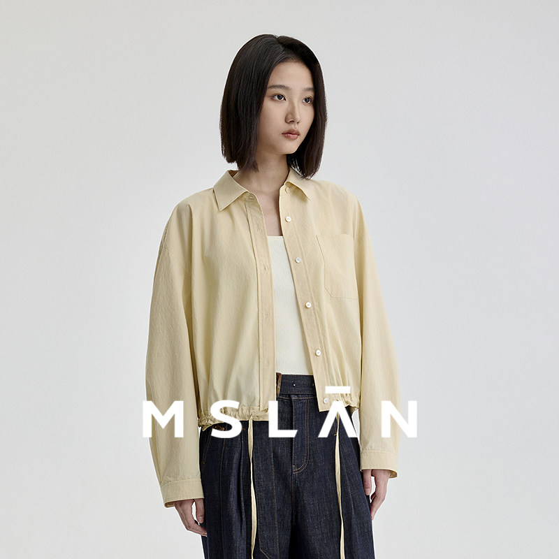 「轻户外」MSLAN夏季甜美清新简约宽松百搭棉感夹克外套