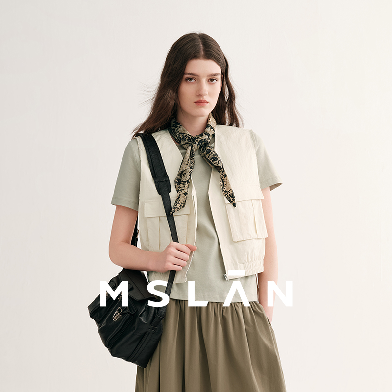 MSLAN轻户外/2025年夏季新款山系风工装休闲马夹双口袋叠穿马甲女