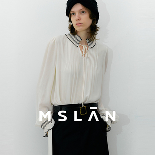 荷叶领轻盈套衫 肌理感雪纺衫 MGCN4011 法式 MSLAN2025年秋季