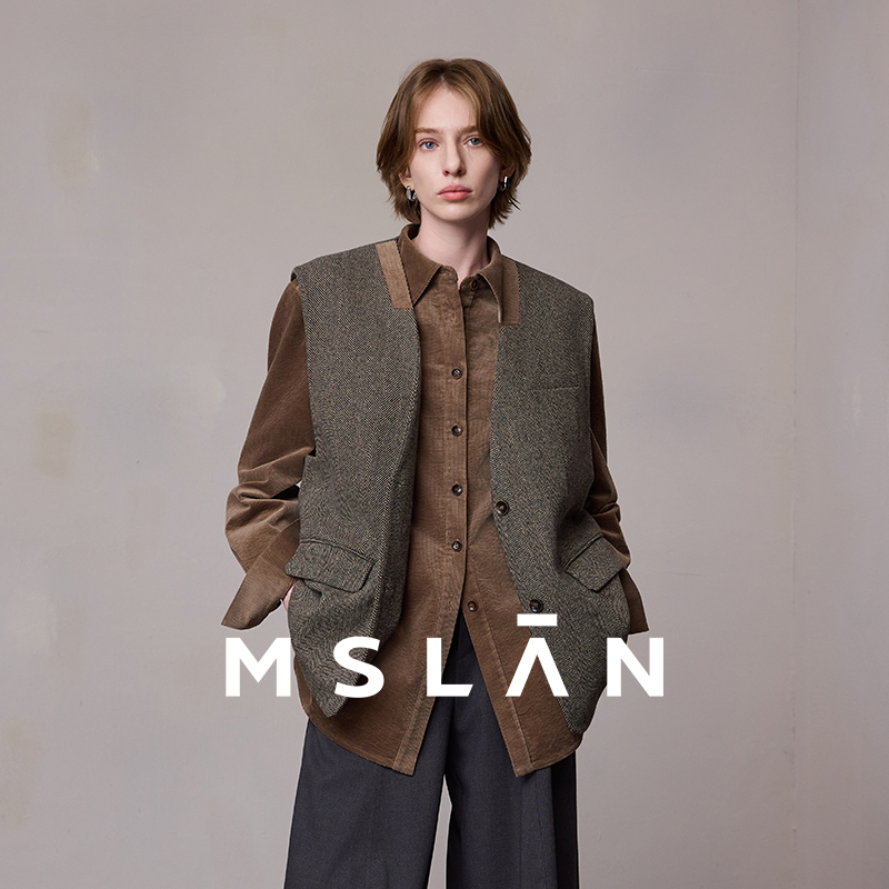 摩登复古/MSLAN羊毛马甲衬衫两件