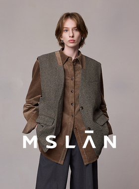 摩登复古/MSLAN雅丹风绵羊毛马甲衬衫两件套MGDW239