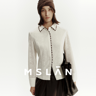 MSLAN提花蕾丝 26春法式朦胧感通勤精致手钩花边翻领衬衫