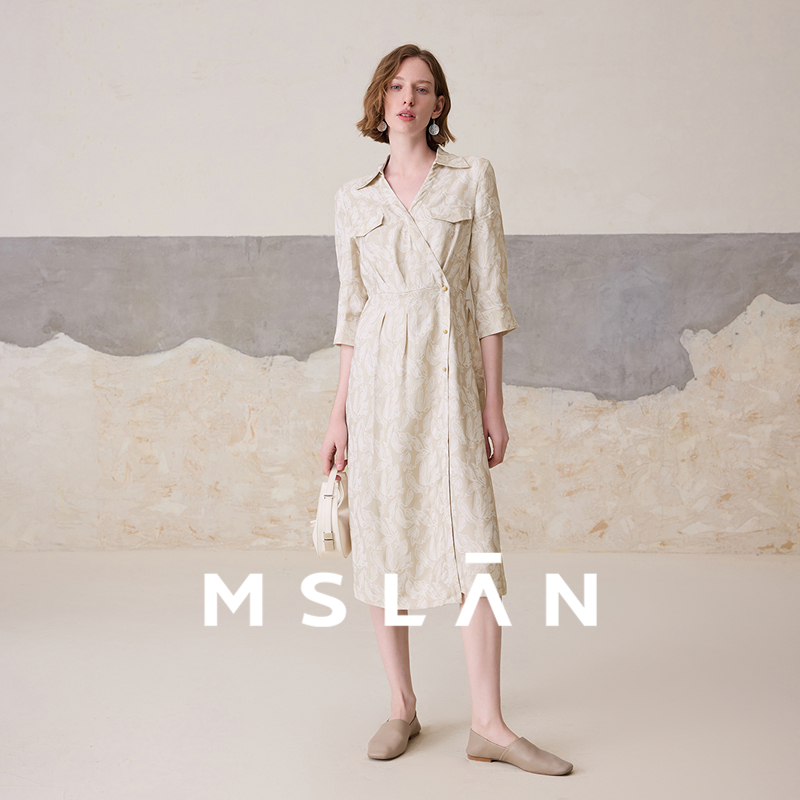 【含腰带】MSLAN春夏南洋千金度假风倒褶收腰连衣裙MFBA4117