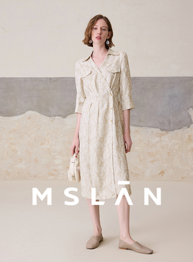 【含腰带】MSLAN春夏南洋千金度假风倒褶收腰连衣裙MFBA4117