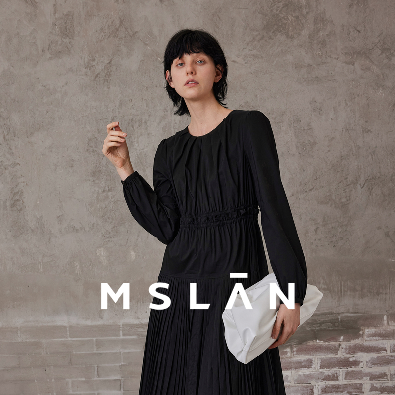 【压褶泡泡袖】MSLAN气质小黑裙