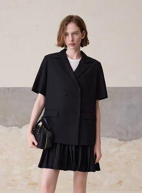 通勤假两件/MSLAN 优雅质感短裙黑色西装连衣裙女MEBN4103