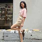 女MGBK259 棉质休闲裤 阔腿花苞裤 MSLAN春夏时髦小个子高腰短裤