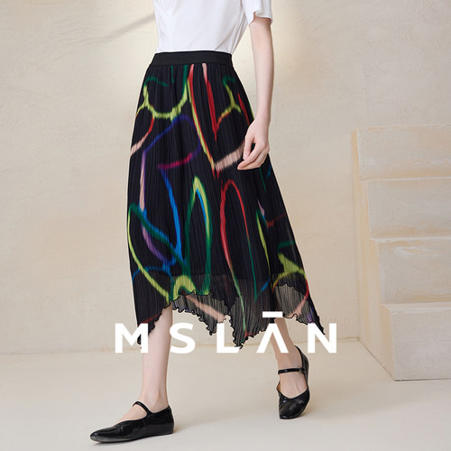 春季印花不规则半身裙MSLAN