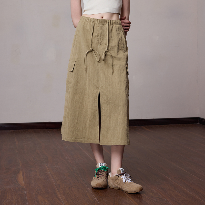 MSLAN潮酷工装|bella风时尚开衩工装宽松叠穿休闲半身裙