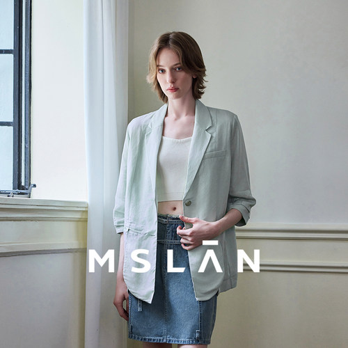 MSLAN透气亚麻短袖西装外套