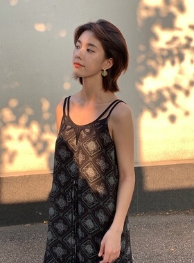 腰果花/MSLAN波西米亚 度假风吊带连衣裙小众垂顺飘逸无袖长裙