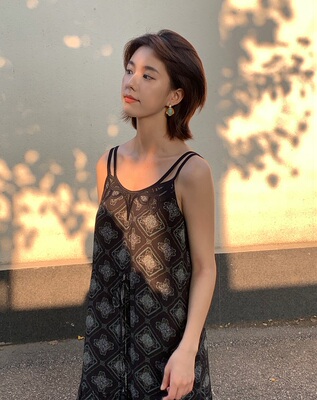 「微瑕清仓2折」MSLAN波西米亚腰果花度假风吊带连衣裙垂顺长裙