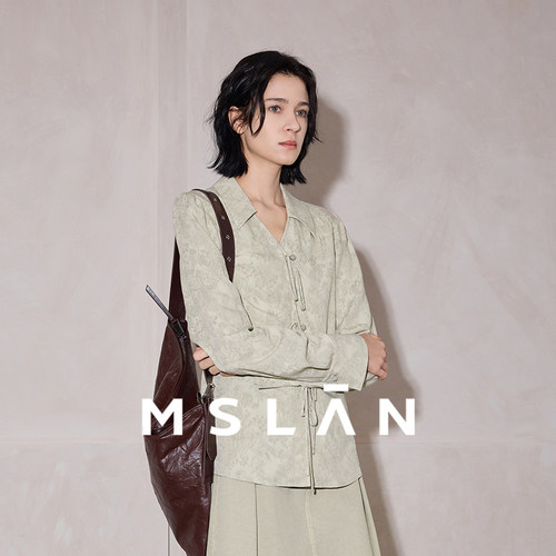 MSLAN莱赛尔绑带肌理收腰衬衫