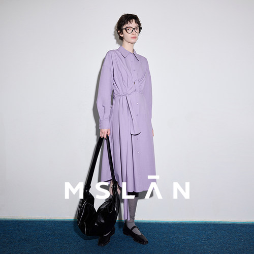MSLAN春季通勤不规则棉质连衣裙