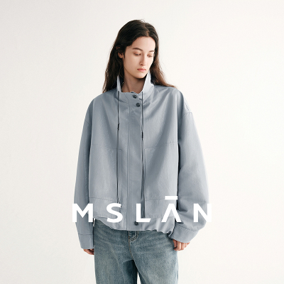 「雾霾蓝调」MSLAN轻户外BF风夹克宽松大廓形不规则防风外套26春