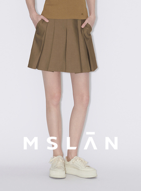 【自在裤裙】MSLAN春夏通勤职场双色打枣工字褶凉感裤裙MFCE6902
