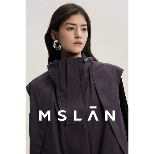 MSLAN肯豆风 半高领设计感异门襟工装休闲黑色轻盈羽绒马甲