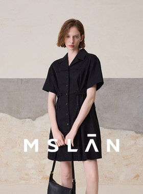 【新中式】MSLAN春夏国风黑色盘扣衬衫裙连衣裙MFBN4109