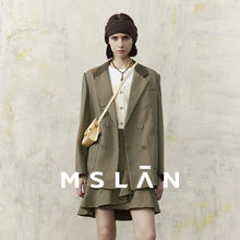 MSLAN outlet优雅都市通勤撞色格纹拼接西装外套女MFAM2506