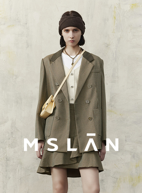 MSLAN outlet优雅都市通勤撞色格纹拼接西装外套女MFAM2506