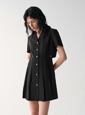 MSLAN|商场同款26春新通勤气质西装压褶收腰假两件连衣裙MGBE4102