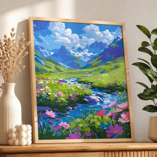 治愈系花卉风景客厅数字装饰挂画