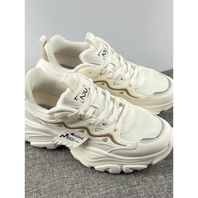 NDU女鞋老爹鞋女2025新款厚底休闲鞋白色透气网面运动鞋