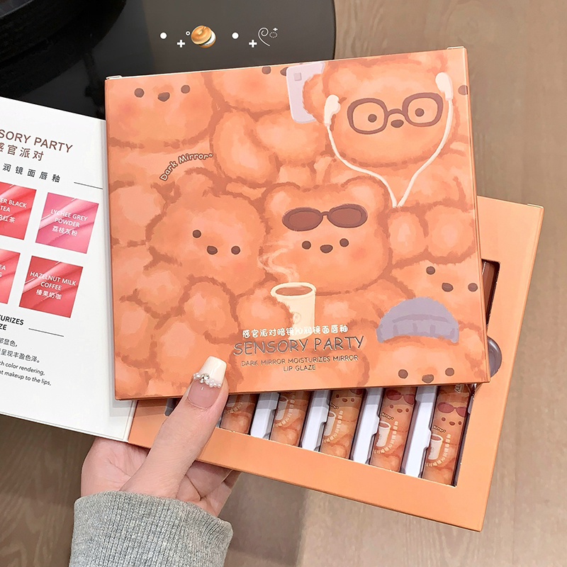 冷萃千金色~6支礼盒装可爱镜面唇釉套装显白韩系口红不沾杯不掉色