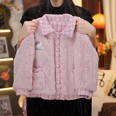 冬季新款儿童韩系休闲百搭外套女宝宝卡通kt猫毛毛衣HCE128