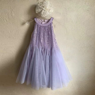 【BK】夏季新款儿童韩版公主风挂脖连衣裙女宝宝亮片裙子HCB293