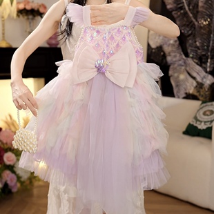 【BK】夏季新款女童连衣裙美人鱼洛丽塔无袖吊带公主裙HCB596