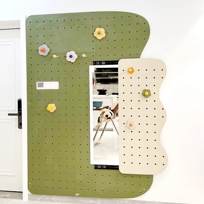 洞洞板穿衣镜一体壁挂推拉镜