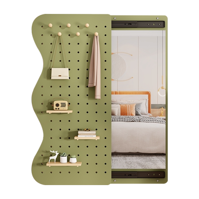 洞洞板穿衣镜一体壁挂推拉镜