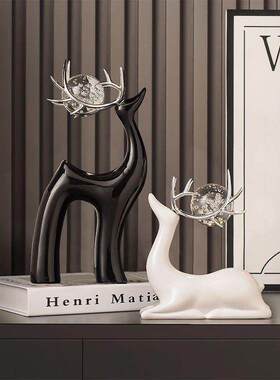 小鹿水晶球摆件轻奢家居电视柜酒柜餐边柜装饰品客厅现代玄关感