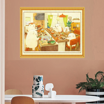 萌熊等待午餐皇家十字绣餐厅书房