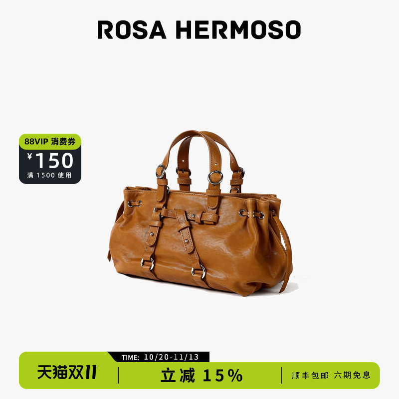 ROSAHERMOSO/珞赫「矿石」植鞣牛皮复古通勤手提法棍包斜挎包