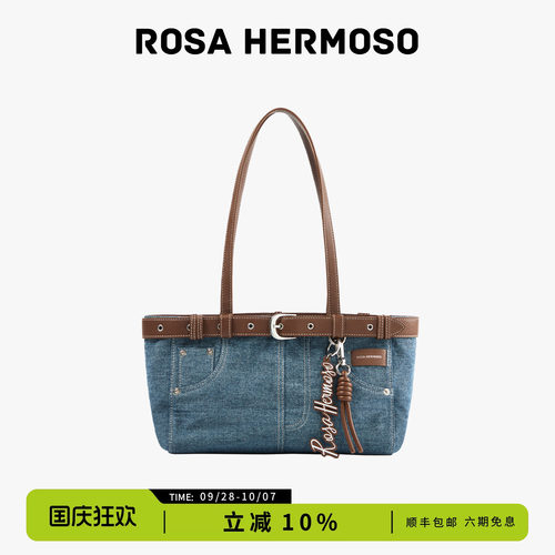 ROSA HERMOSO/珞赫「牛仔系列」单肩包法棍包牛仔布春夏度假海边