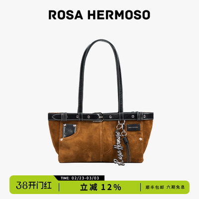 ROSA HERMOSO/珞赫「牛仔系列」单肩包法棍包反绒2026春新年女包