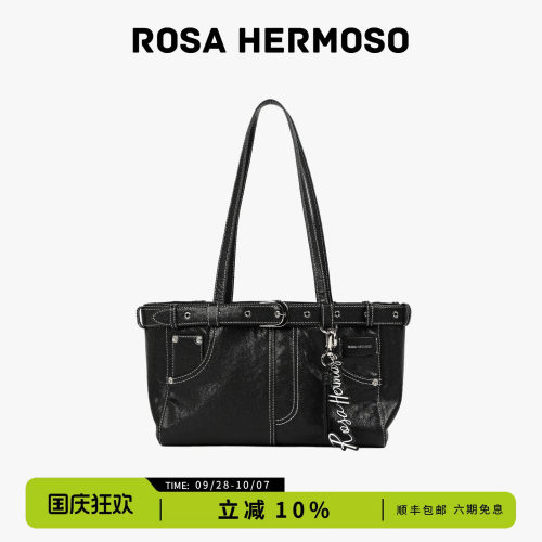 赵昭仪同款ROSA HERMOSO/珞赫「牛仔」单肩包法棍包植鞣