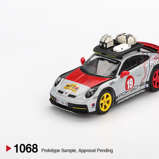 MINIGT1068保时捷911达喀尔越野跑车灰色红黄轮1/64合金汽车模型