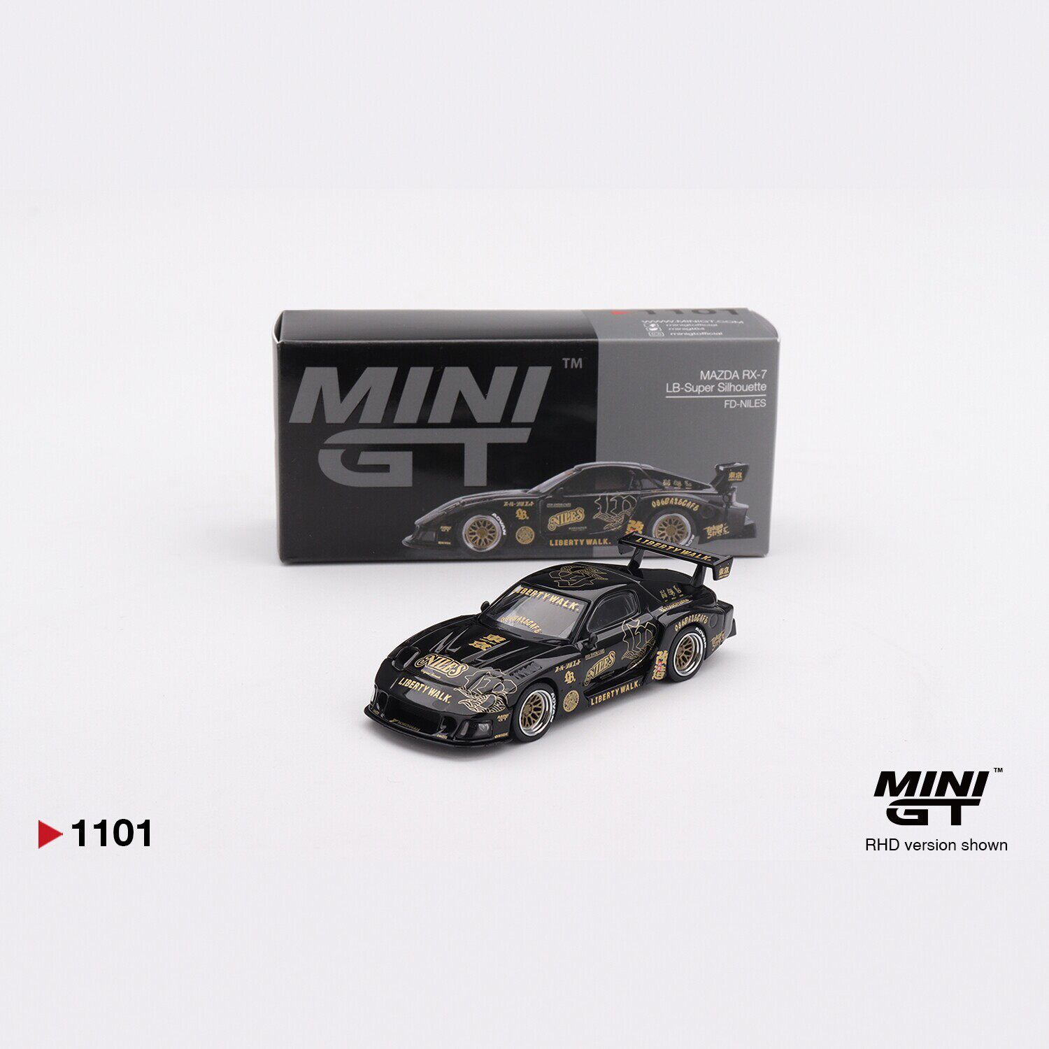 MINIGT1101马自达RX-7LB超级剪影改装版黑金1/64合金小汽车模型