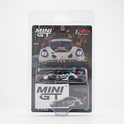 MINIGT1143挂卡保时捷911GT3R#77号车化骨龙1/64合金静态汽车模型