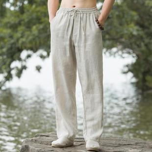中國風(fēng)男裝 子 唐裝 高端純亞麻休閑褲 夏季 直筒棉麻長褲 男士 寬松薄款