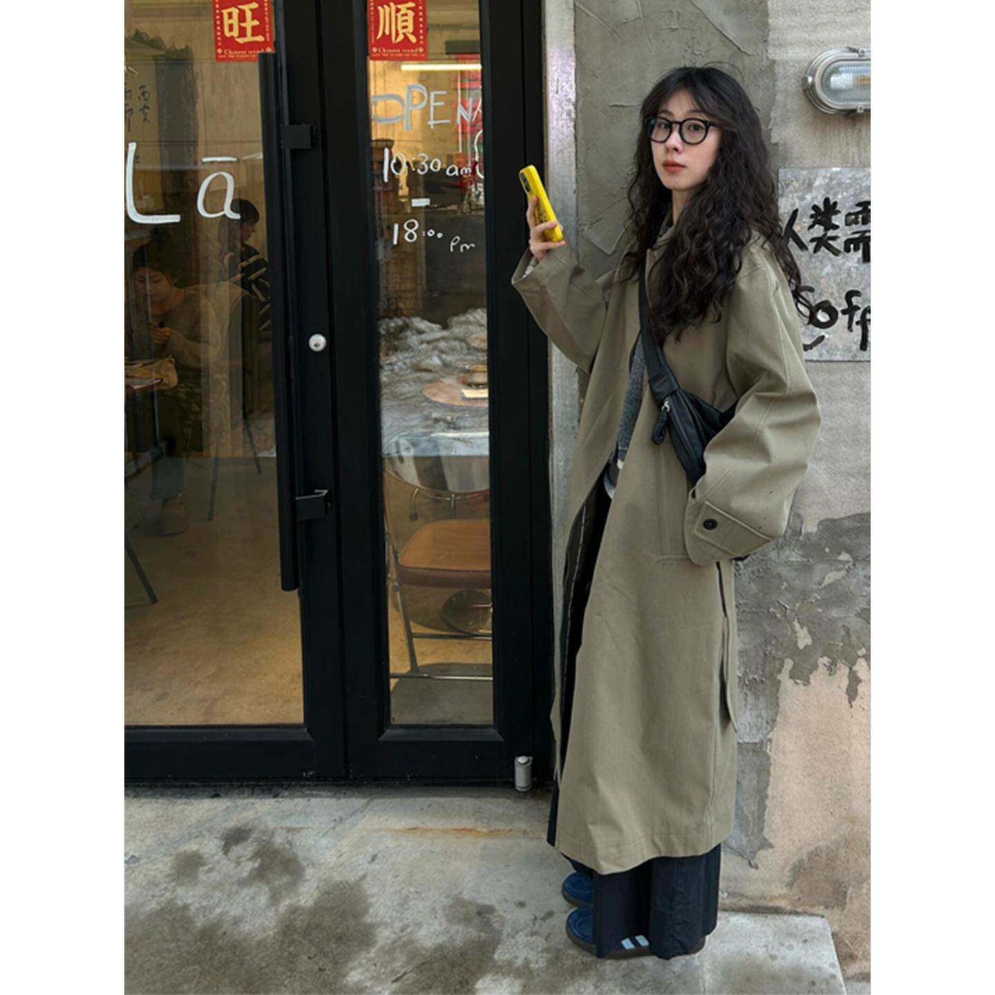 2025春秋季新款宽松风衣外套女高级感薄款休闲气质长款高个子大衣