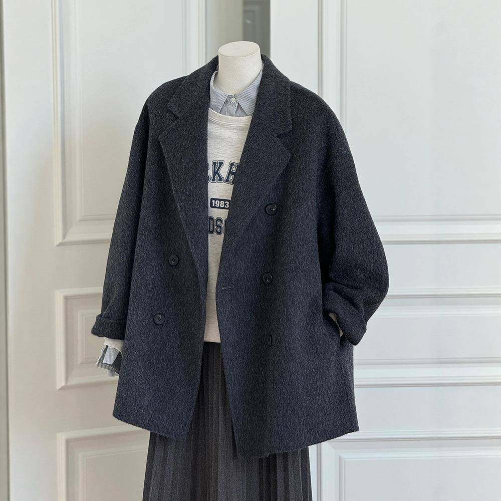 短款毛呢外套女小个子2025新款秋冬季高级感加厚西装羊毛呢子大衣