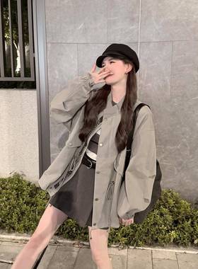 【LIUYI】里斯本~早秋新款高级宽松廓型收腰风衣外套女上衣58061